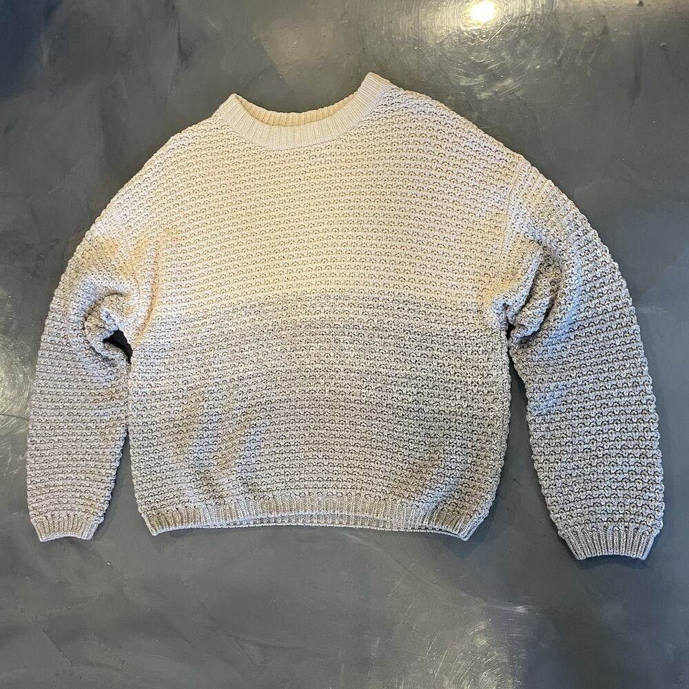 Universal Thread Women's L Cream Gray Ombré Chunky Knit Sweater Color‎ block